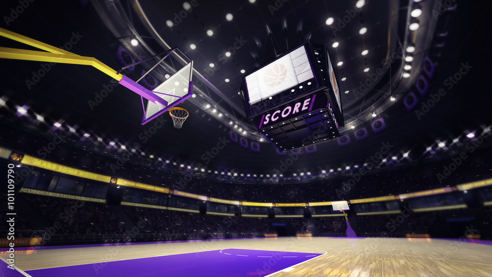 Obraz premium basketball court with spectators and spotlights