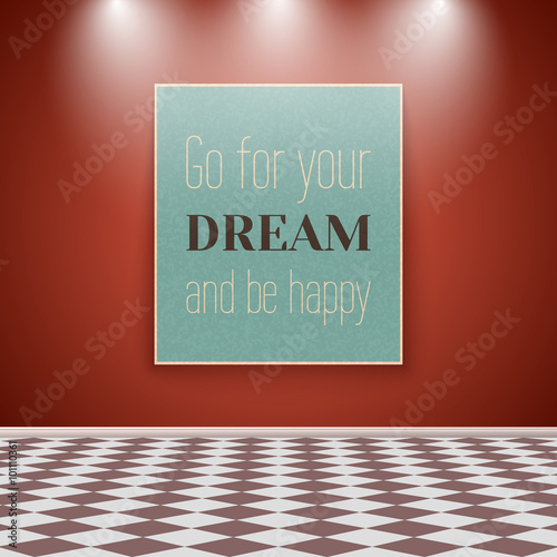 Motivating Poster on the Wall in the Room with Tiled Floor