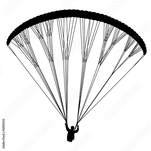 Flying para glider. Useful Black Vector element.