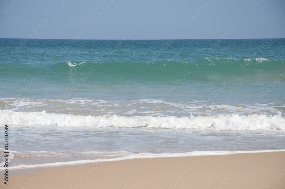 Waves breaking near the shore at Tangalle, Sri Lanka