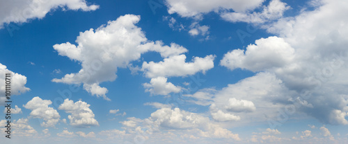 Big size panorama of Blue sky and white clouds, sunny day. You