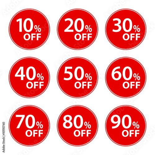 10 to 90% off labels set
