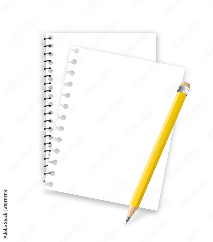 Torn notebook pages with pencil vector Torn notebook pages with pencil vector