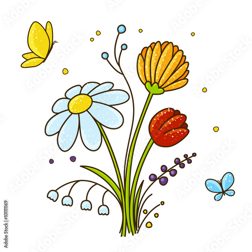 Spring floral bouquet isolated on white