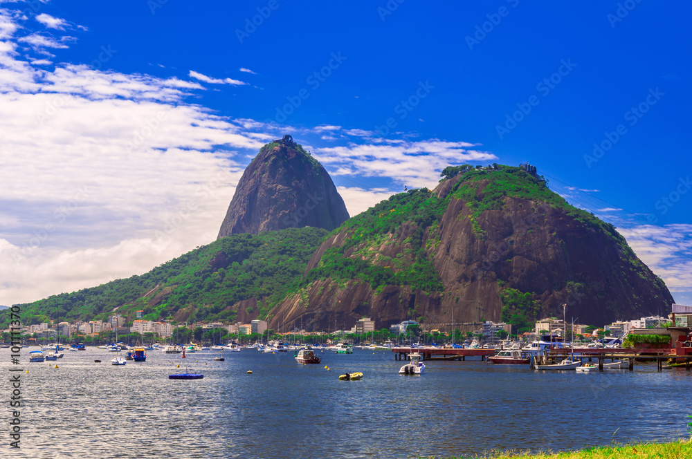Obraz premium Botafogo and mountain Sugar Loaf and Urca in Rio de Janeiro. Brazil