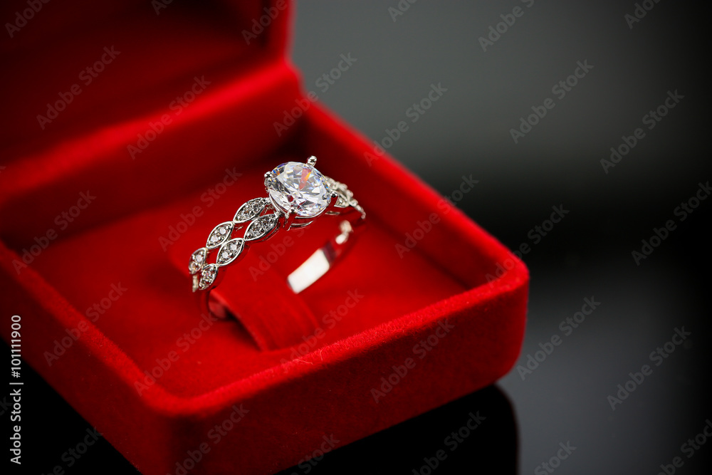 Wedding rings background, beautiful silver ring in red box for wedding concept. Wedding rings background, beautiful silver ring in red box for wedding concept.