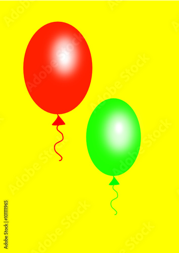 Red and green balloons