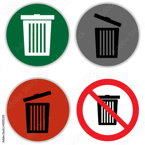 trash can, logo, icon, four