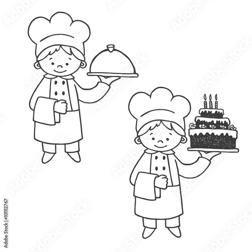  Kitchen and confectioner vector illustration
