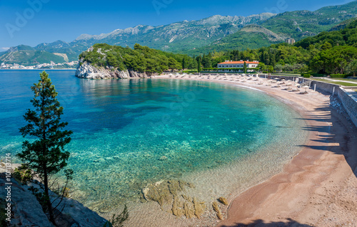 Montenegro bay with sand beach photo