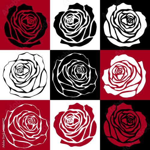 Red Black White Rose