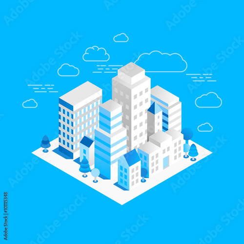 Vector city landscape isometric illustration