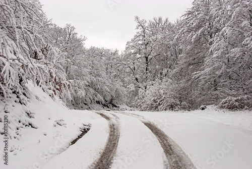 Snowy road in mountain 4