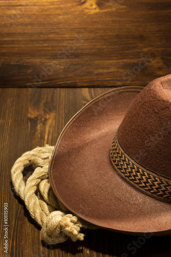cowboy hat on wood