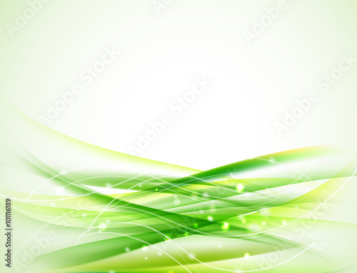 horizontal green abstract wavy background with sparkles and glit