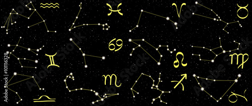 Zodiac constellations vector set