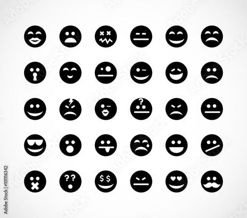 Emotion faces icons set vector