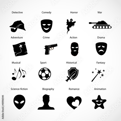 Movie genres icon set vector