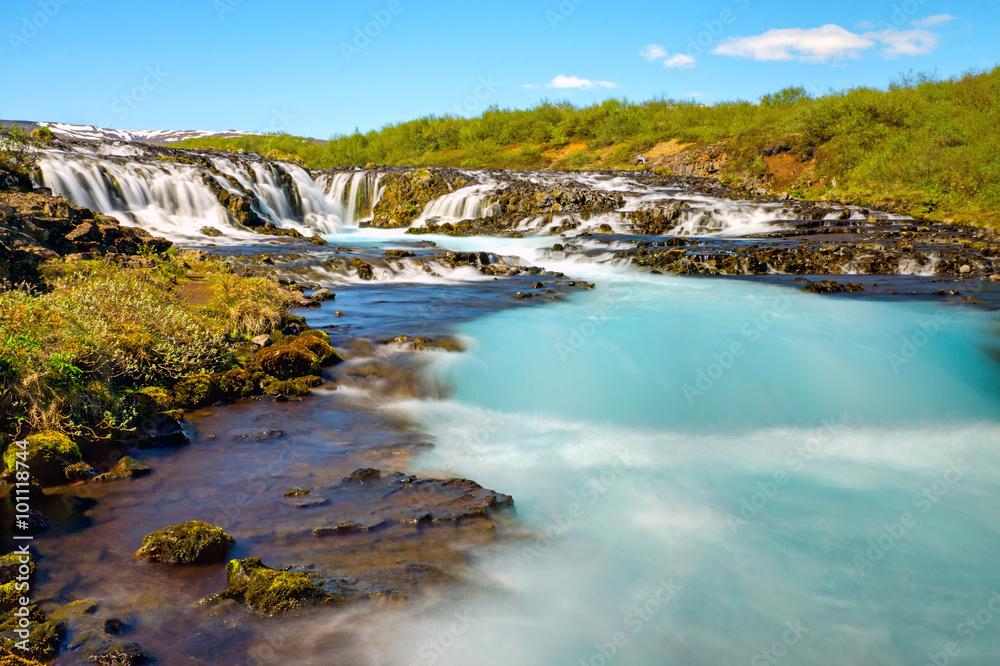 View of the lovely Bruarfoss waterfall in Iceland View of the lovely Bruarfoss waterfall in Iceland
