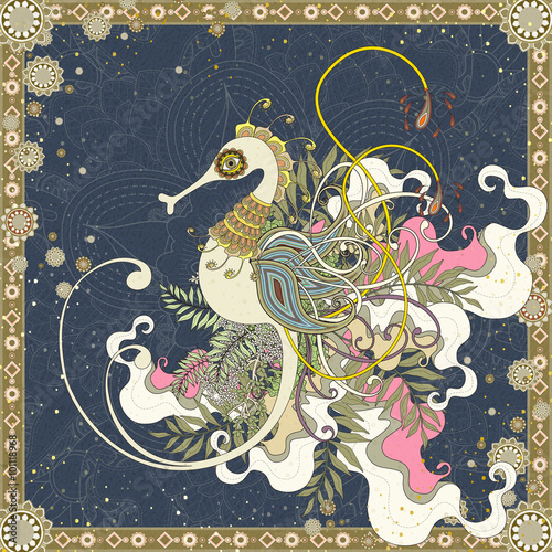 exquisite hippocampus coloring page