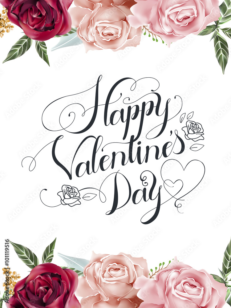 Happy Valentine's day decorative calligraphy