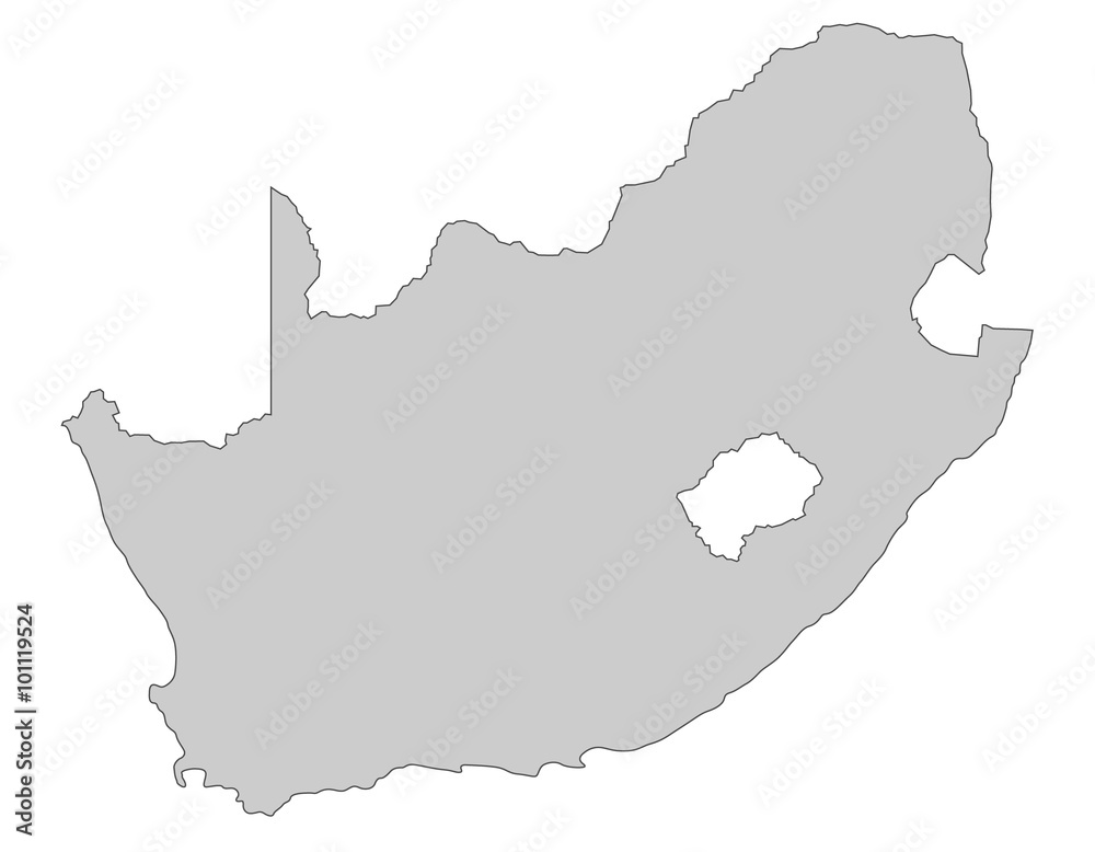 Karte von Südafrika - Grau (einzeln)