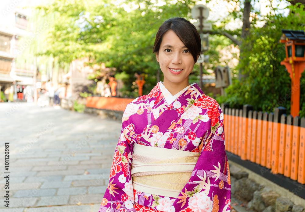 Asian Woman with kimono dress in gion
