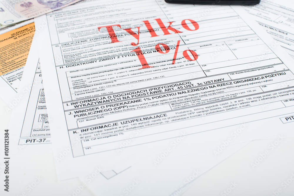Fototapeta premium Transferring 1% of tax from PIT.