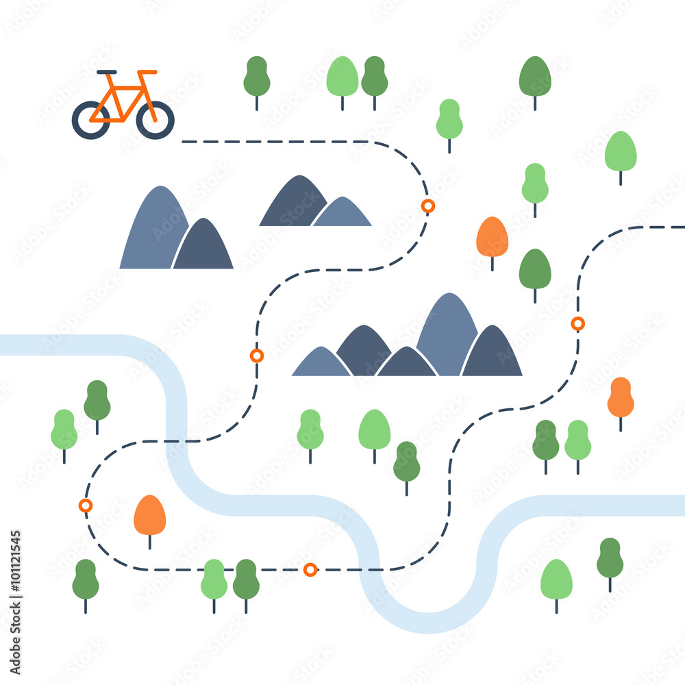 Naklejka premium Outdoor cycling map