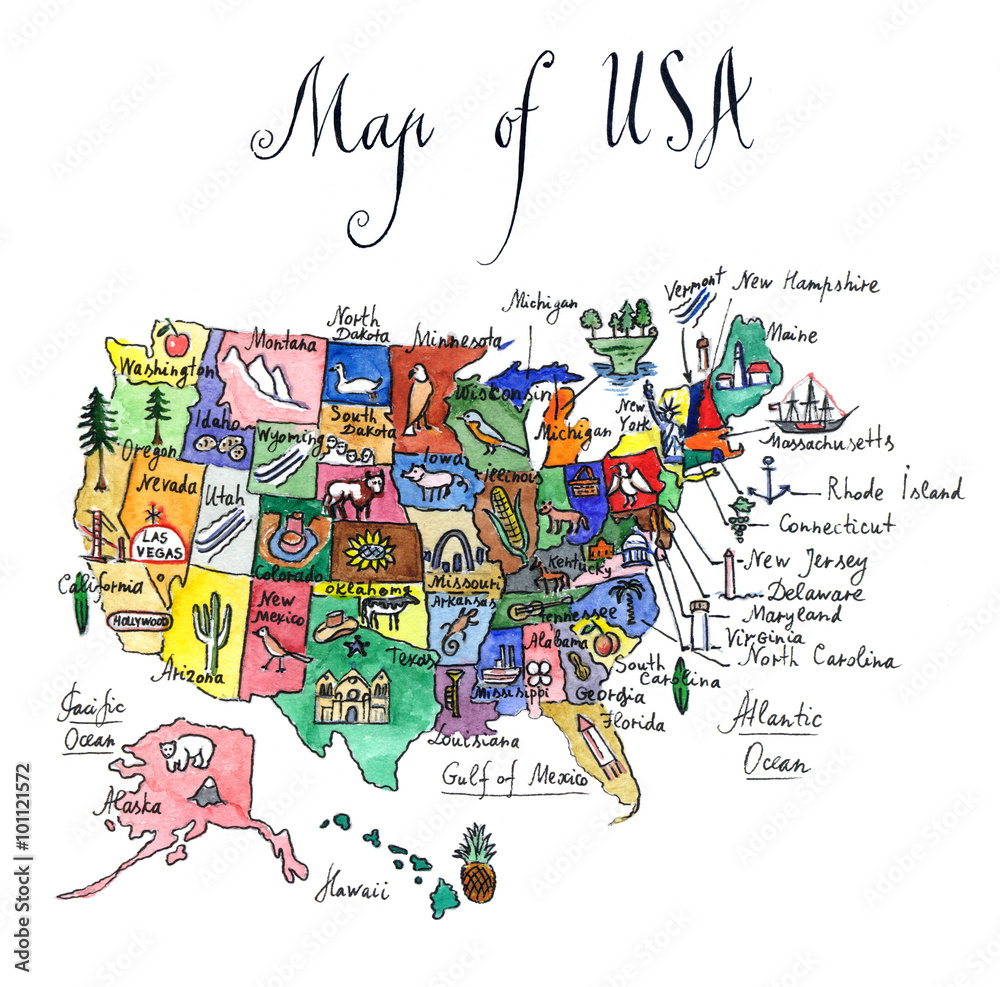 Map of attractions of United States of America