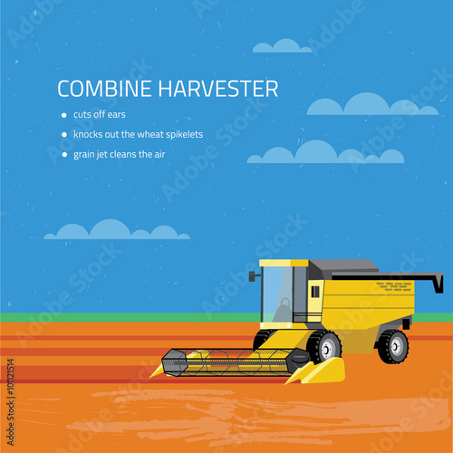 Illustration of Cargo and combine machine. Perfect for companies related to the eco eating, and to create infographics