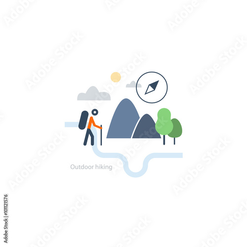 Hiking map, sport orienteering in cross country