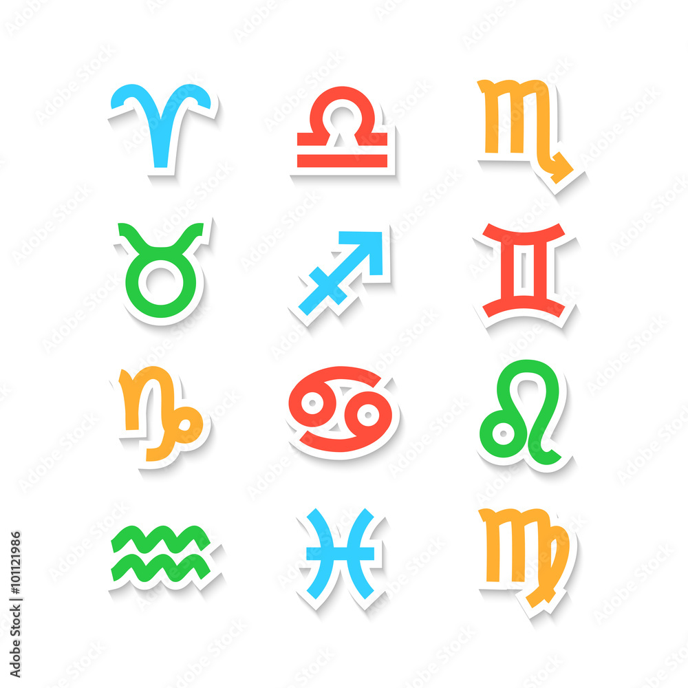 Zodiac Symbol Icons Isolated on White Zodiac Symbol Icons Isolated on White