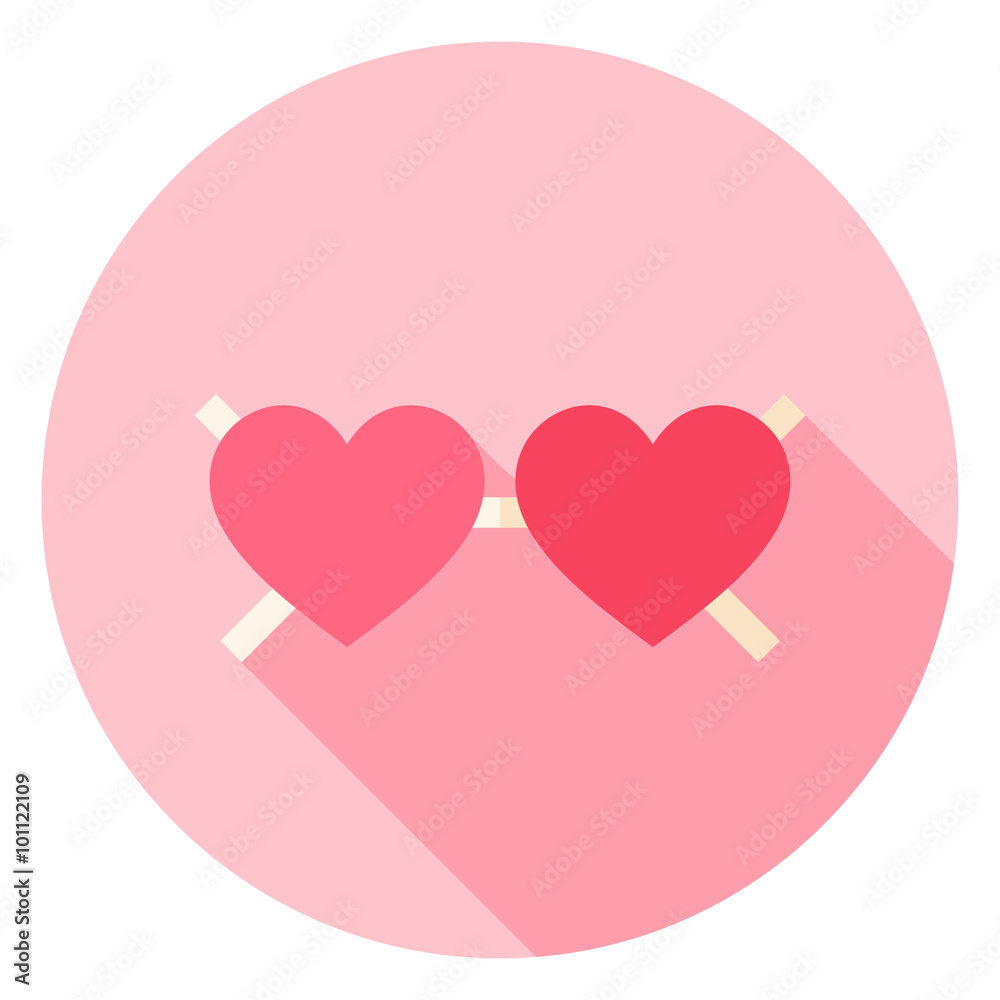 Heart Shaped Pink Glasses Circle Icon Heart Shaped Pink Glasses Circle Icon