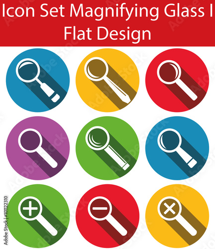 Flat Design Icon Set Magnifying Glass I