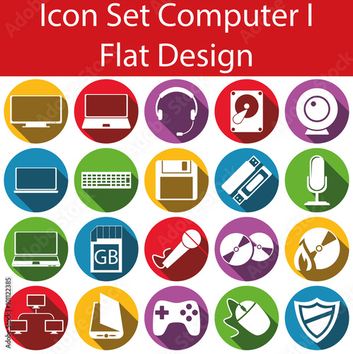 Flat Design Icon Set Computer I