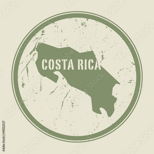 Stamp with the name and map of Costa Rica