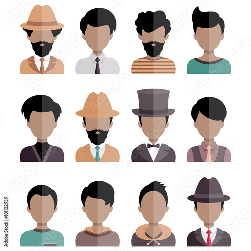 Male Icons Set in Flat Style