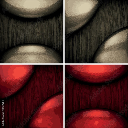 vector pollished metal on wooden background set