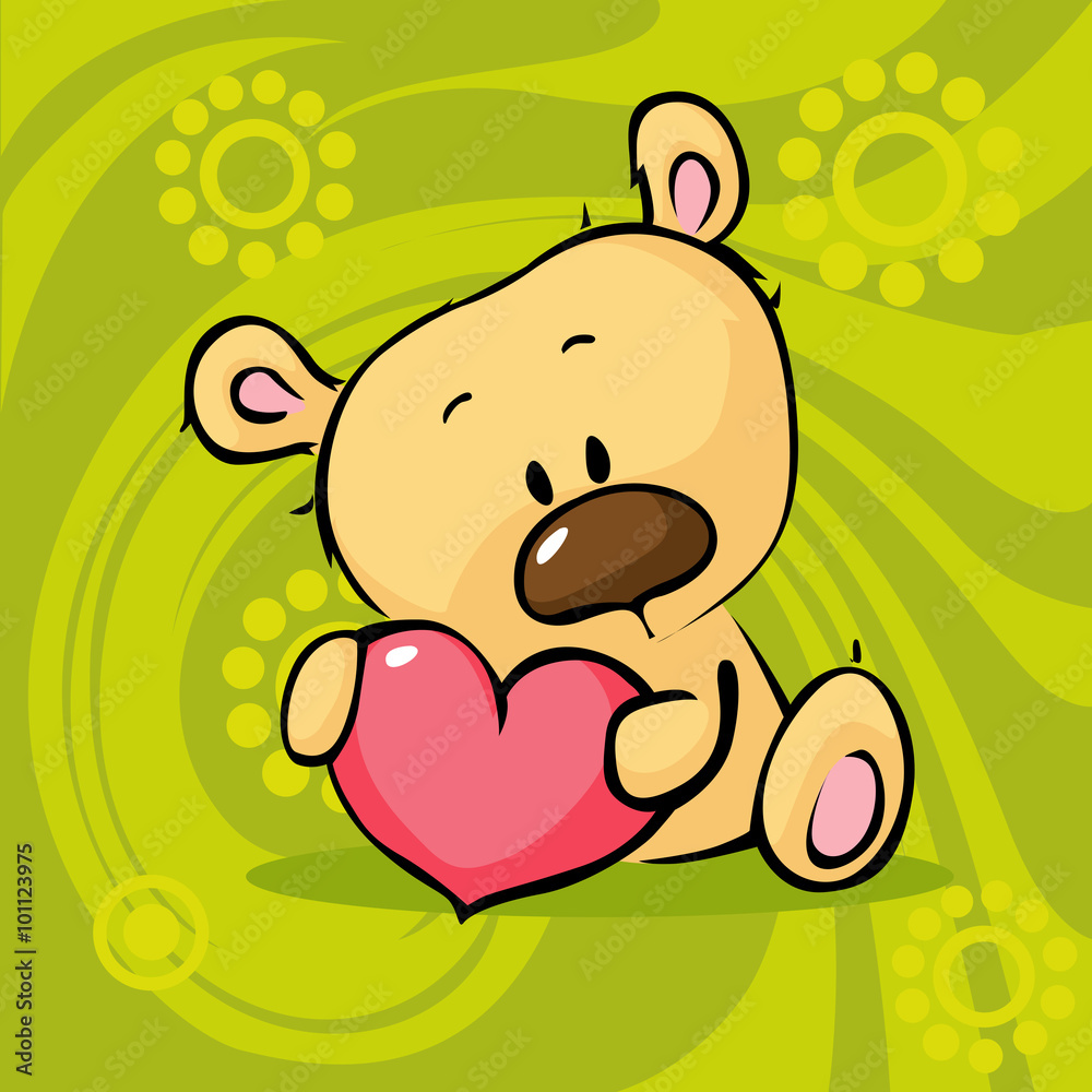 Fototapeta premium cute teddy bear hold heart - valentine vector illustration
