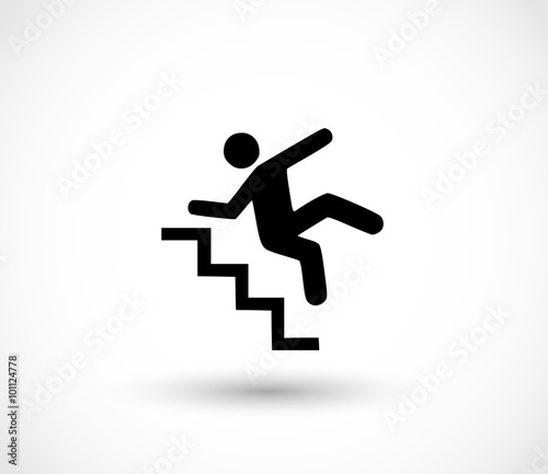 Warning sign - risk of falling of the stairs vector photo