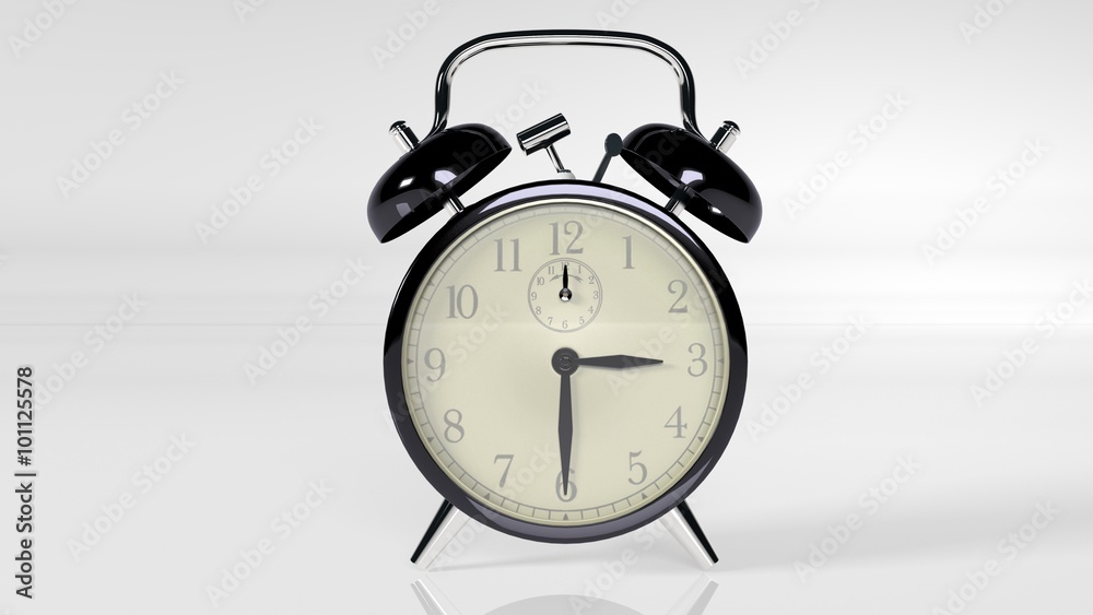 Alarm clock isolated on white background, front view Alarm clock isolated on white background, front view