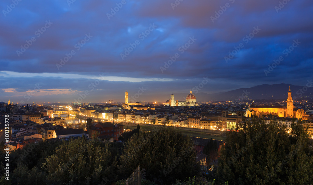Night Florence top view (Italy).