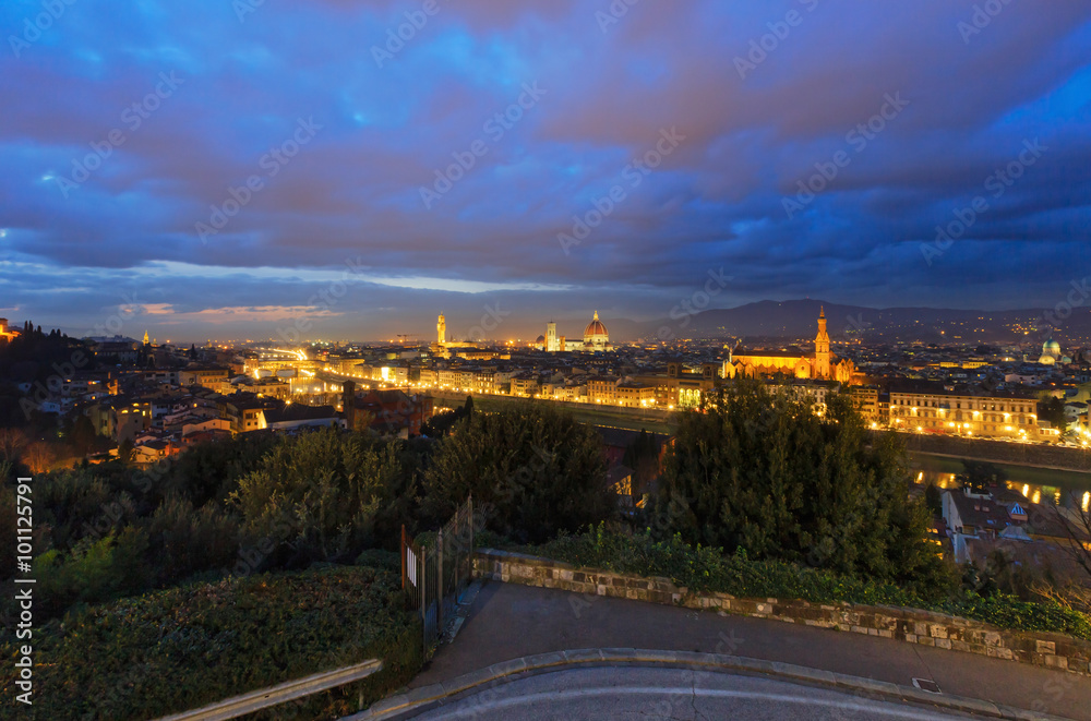 Night Florence top view (Italy).