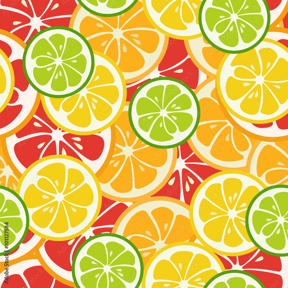 Striped seamless pattern with lime, orange and grapefruit Striped seamless pattern with lime, orange and grapefruit