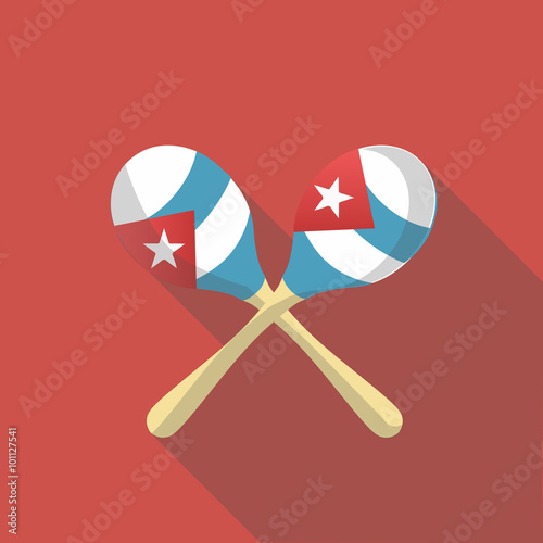 Vector illustration long shadow flat icon of maracas instrument