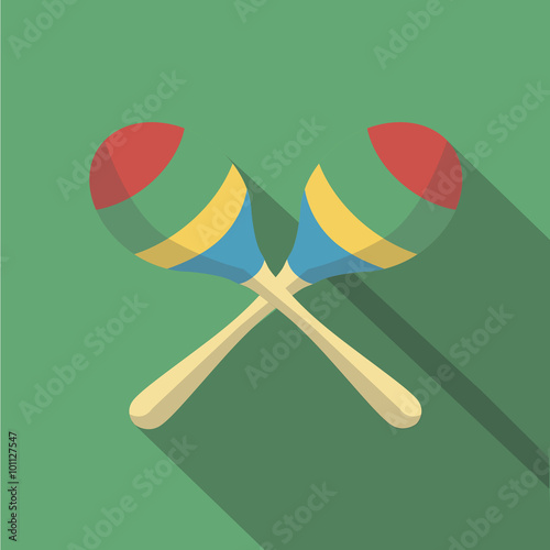 Vector illustration long shadow flat icon of maracas instrument