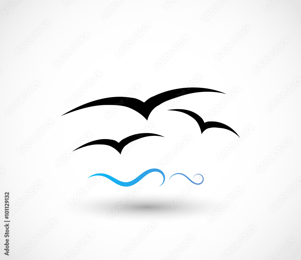 Fototapeta premium Seagull, sea gull icon vector