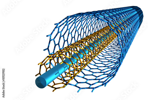 Straight Carbon Nanotubes, Blue and Orange Tubes photo