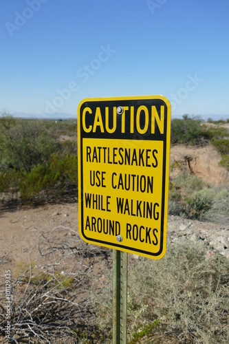 Caution Rattlesnakes Warning Sign